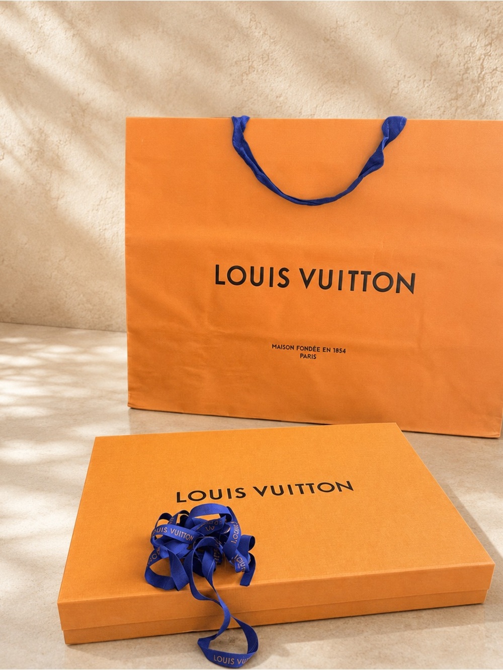 Louis Vuitton Orange Gift Set with Blue Ribbon